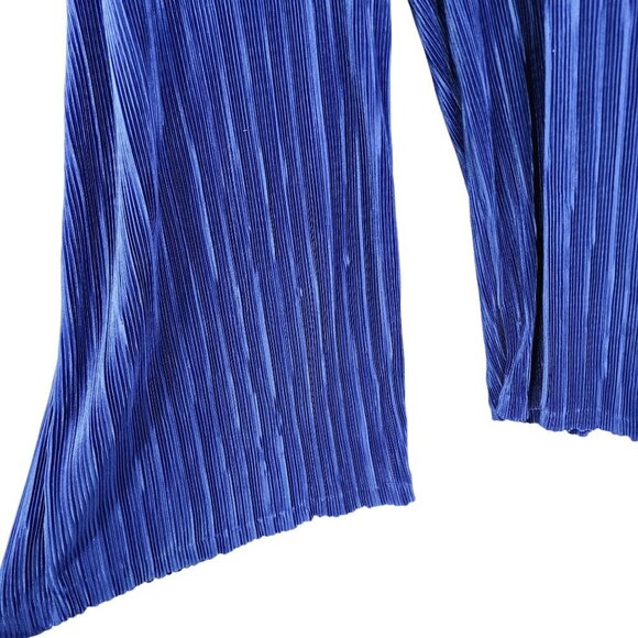Anthropologie Maeve Sonata Pleated Jumpsuit Blue Tied Women's Size 6 Textured - Picture 11 of 16